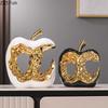 Gold-plated Apple Hollow Out Crafts Ceramic Sculpture Desk Decoration Ornaments Creative Apple Statue Room Aesthetic Decor