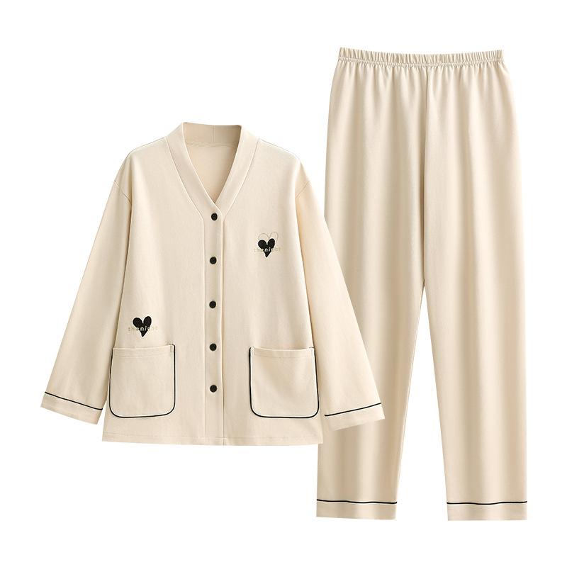 Пижама женская из чистого хлопка с длинным рукавом женская женская осенне-зимняя тонкая повседневная домашняя одежда