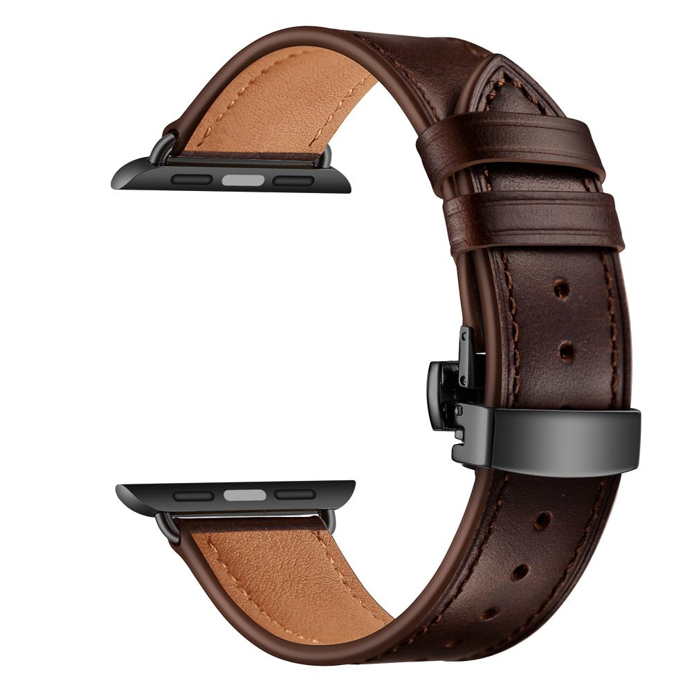 Ремешок для часов Apple Watch Ремешок из натуральной кожи Apple Watch 7 6 5 4 3 2 1 SE 45 мм 41 мм Ремешок с застежкой-бабочкой для iWatch 44/40 мм 42 38