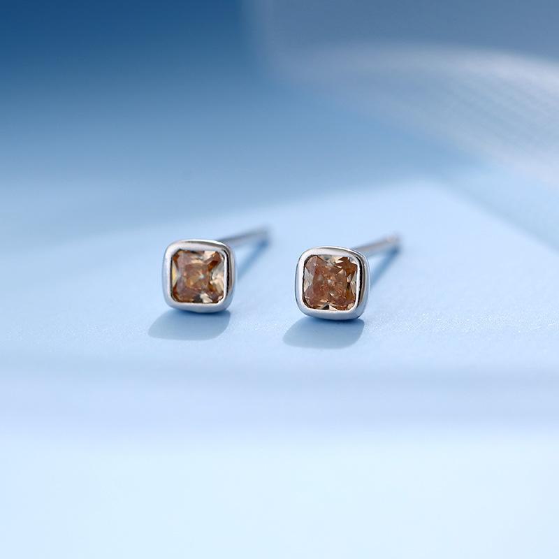 Banyan Tree S925 Silver Black Diamond Geometric Cube Earrings