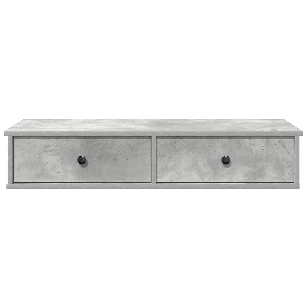 Vidaxl Półka Ścienna Z Szufladami, Szarość Betonu 100X37,5X19 Cm
