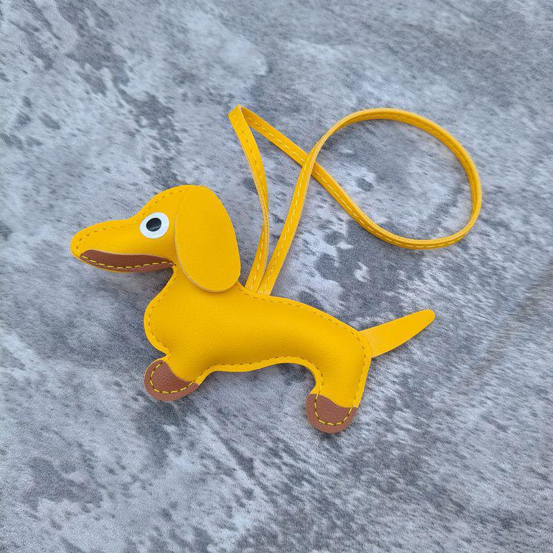 Классический милый кожаный брелок с щенком, подвеска в виде милой таксы, сумка, брелок для телефона, брелок, аксессуары