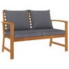 Day and Night - Day and Night Garden Bench 120 Cm Dark Gray Cushions Solid Acacia Wood