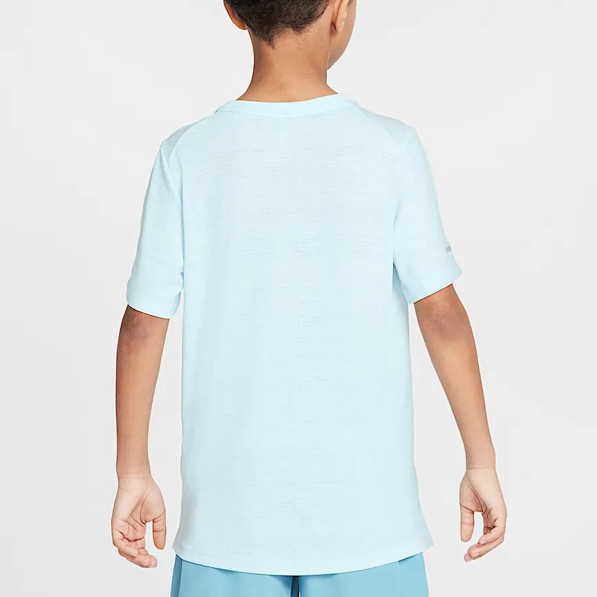 Nike Дышащая быстросохнущая тренировочная футболка Dri-Fit Milert Детские топы Ледниково-голубой DD3055-474