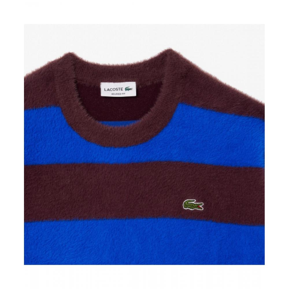 Lacoste Мужской свитер в полоску с двойной лицевой стороной [сине-коричневый]