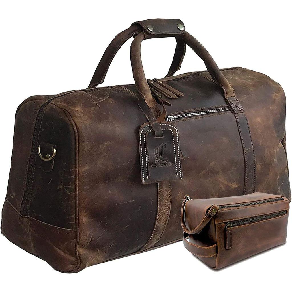 Genuine Buffalo Leather Travel Duffle Bag | Overnight Weekend Leather Bag | Sports Gym Duffel for Men
