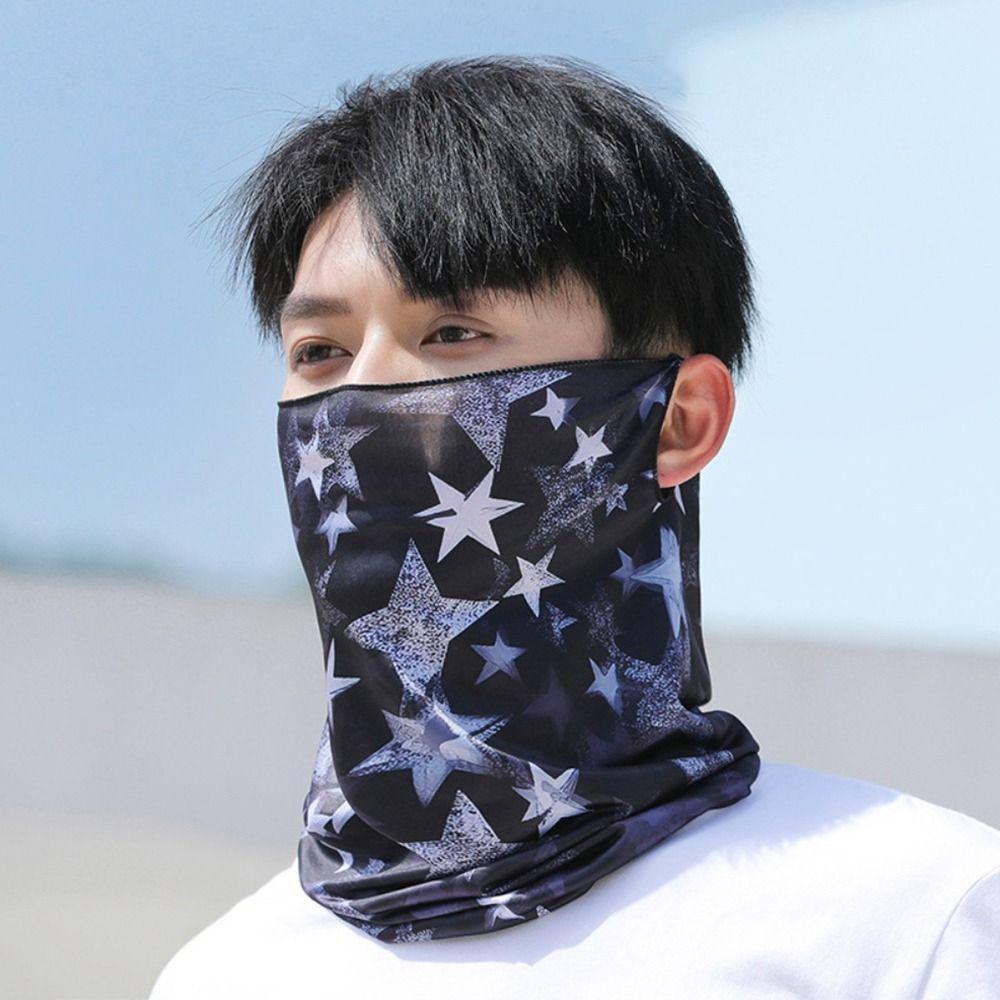 Breathable lce Silk Bandana Hanging Ear Face Cover Scarf Neck Protection Cycling Balaclava  Summer