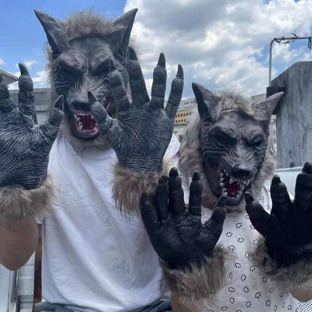 Horror Latex Wolf Head Mask Latex Halloween Wolf Costume Cosplay Ghost Festival