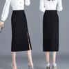 Spring and Autumn Long Skirt High-waist Stretch Bag Hip Skirt Slim-fit Skirt Professional Skirt Front Split One-step Skirt Women