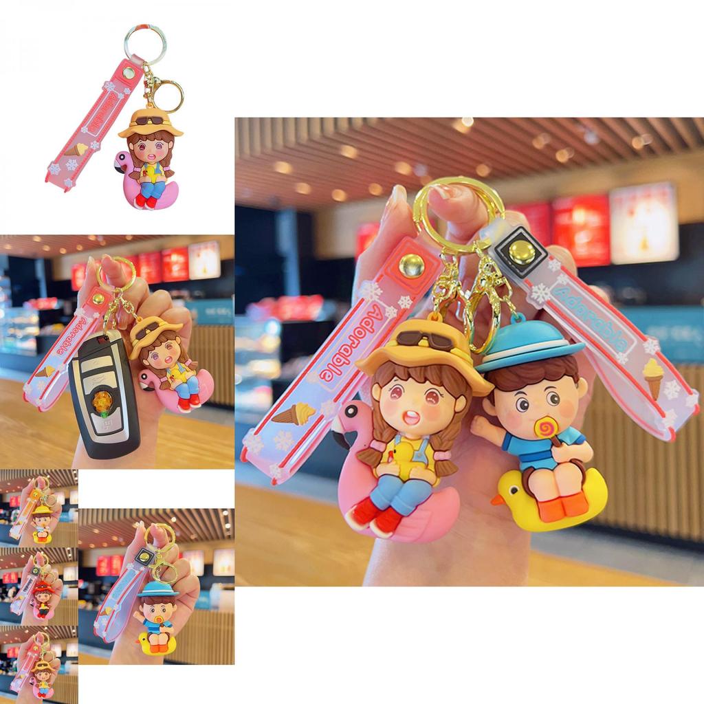 Adorable Cartoon Animal Keychains Soft Rubber Key Rings Cute Couple Gifts