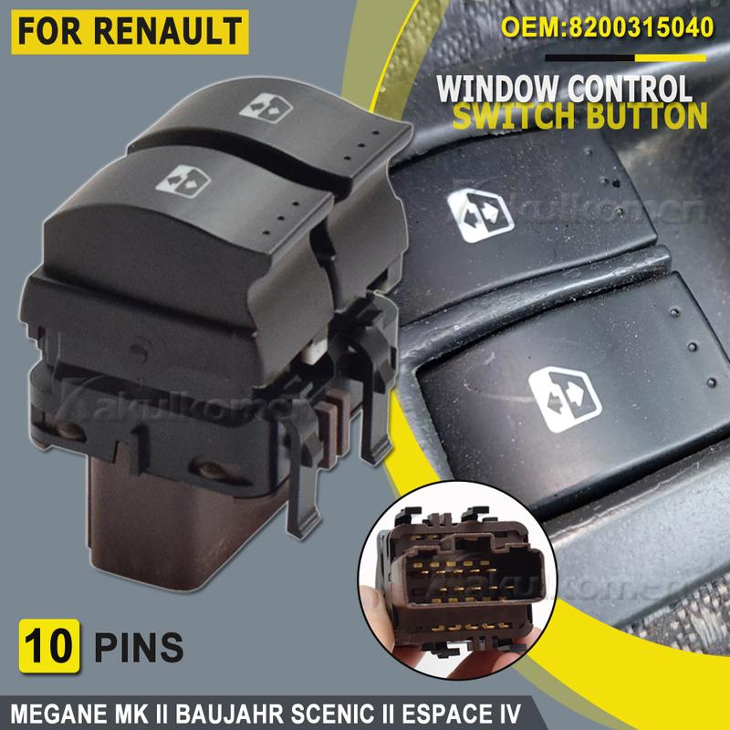 Для RENAULT MEGANE II 2/SCENIC II/GRAND SCENIC II 2002-2009 Кнопки переключателя стеклоподъемника Электрические Кнопка переключателя 8200315040 8200107772