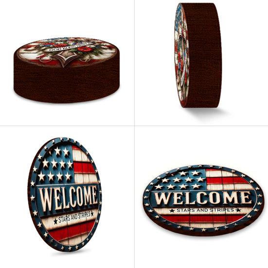 Патриотичные деревянные подставки под стаканы, винтажные подставки в американском стиле с термостойким и нескользящим дизайном, круглые, 10 см, универсальный размер для праздничного декора