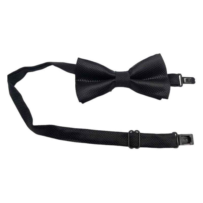 Children's Solid Black Plaid Bow Tie - School Uniform & Costume Accessory