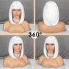 LISI HAIR Женская мода Короткий чистый белый прямой парик Боб с челкой Синтетическое волокно Длина до плеч Прямой парик Боб Белый Серебряный парик