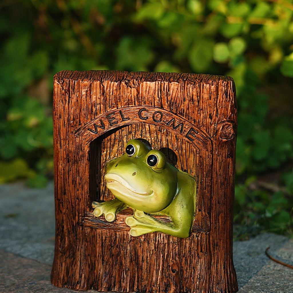 Настенное украшение в виде лягушки, статуэтка из смолы в виде лягушки, настенное украшение в виде лягушки, приветственный знак для сада, патио, двора, дерева, подарок на новоселье