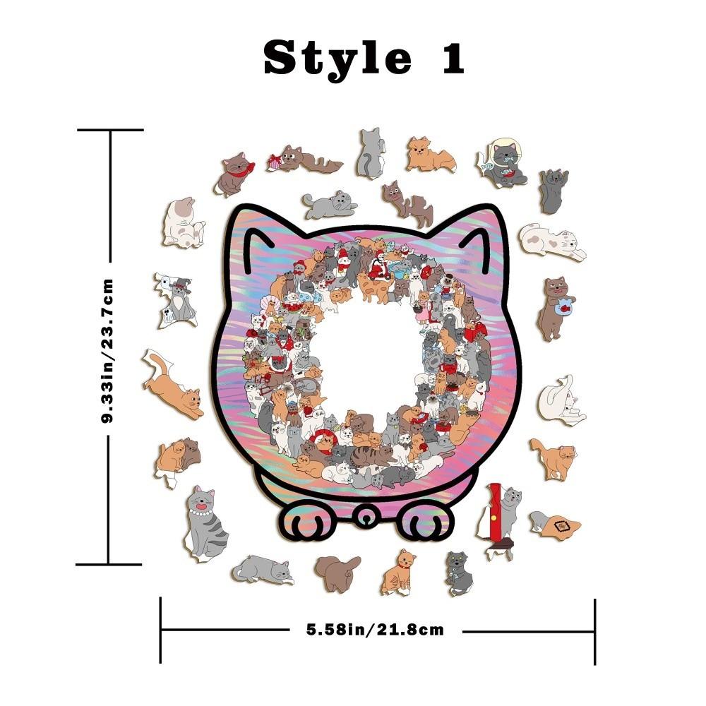 Macaron Color Morandi-colored Cat-shaped Puzzle 135-piece Animal Cats Decorative Cut Cat Pieces