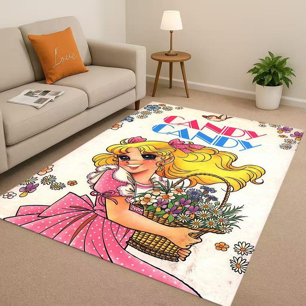 Retro Candy Candy Sweet Girl Cartoon Room Non-Slip Area Rug Soft Carpet for Bedroom Playroom Sofa,Easy Clean Home Decor Doormat