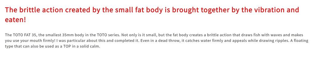 DUO Tetra Works Toto Fat 35F Floating Lure CCC0390 (0251)