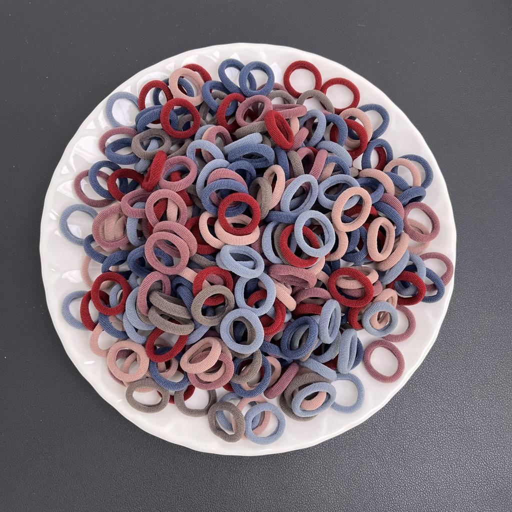 100Pcs/bag Colorful Basic Nylon Ealstic Hair Ties for Girls Ponytail Hold Scrunchie Rubber Band Kid Fashion Hair Accessories