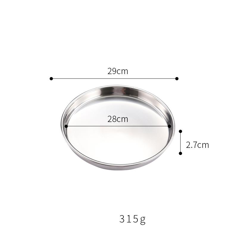 304 Stainless Steel Plate Disc Commercial Golden Flat-bottomed Tray Thickened Cold Skin Sausage Powder Plate Steaming Plate Dish