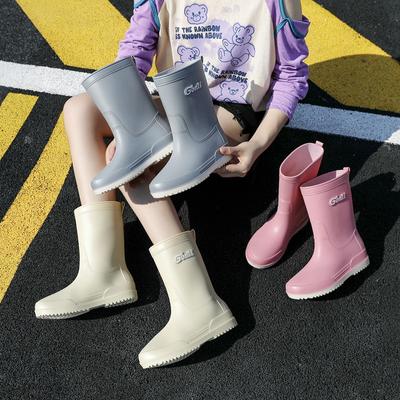 Женские взрослые резиновые сапоги средней длины, непромокаемая обувь, нескользящая обувь для воды, бархатный хлопок, кухонные короткие резиновые сапоги, модные женские