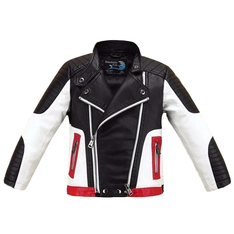 Красивый крутой дизайн, искусственная кожаная куртка для мальчиков, осенне-весенняя детская теплая куртка-бомбер, зимняя одежда для малышей 2-12 лет