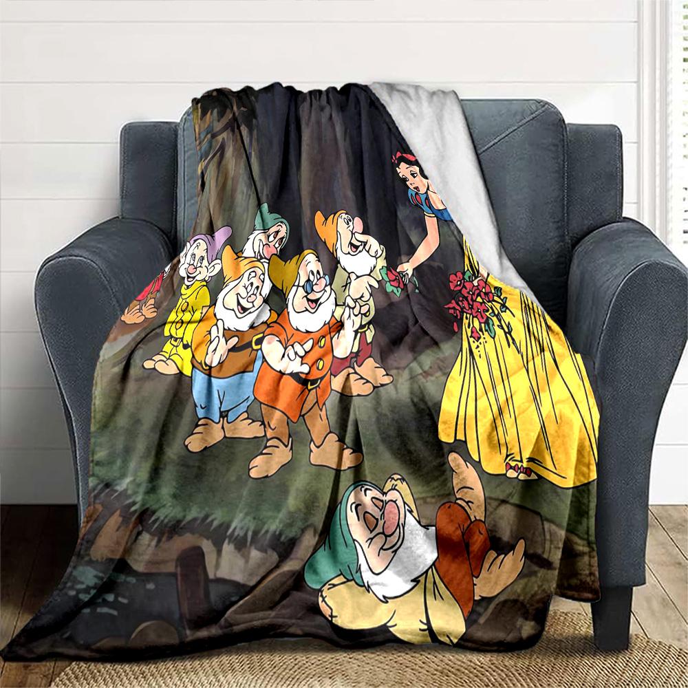 Snow White Seven Dwarfs Flannel Blanket Super Soft Warm Cozy Blanket For Sofa Bed Office Travel Allseason Home Decor Gift
