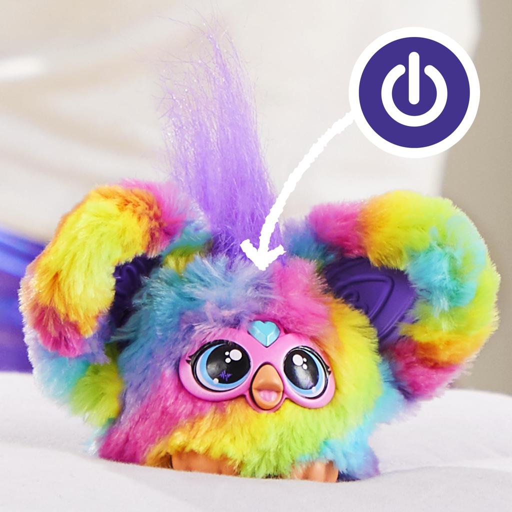 Hasbro Furby Furblets Ravy Mini Friend, 45+ Sounds, Furby Speaks, Electric Plush Toy for Boys and Girls, Ages 6+, Rainbow, F8897, Authentic, New Model