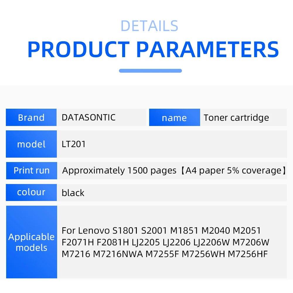 Совместимый тонер-картридж LT201 для LENOVO S1801 S2001 M1851 M2040 M2051 F2071H LJ2206 LJ2206W картридж Рамка барабана DR1035