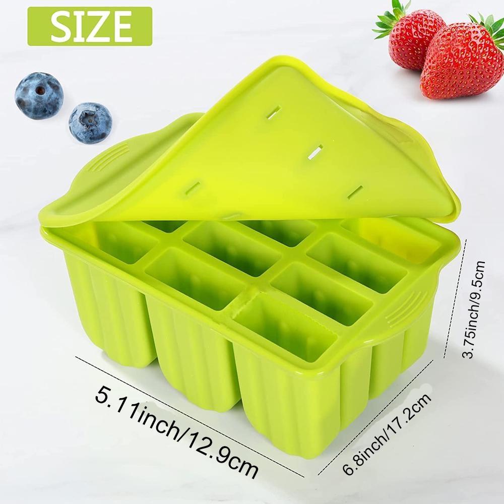Popsicles Molds Set 12 Cavity Homemade Maker Ice Pop Mold Silicone Freezer Molds with 50 Popsicle Sticks 50 Popsicle Bags 50 Ties Funnel and Brush