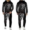 Mens Tracksuit Autumn And Winter Hoodie +Pants Two Piece Set Cool 3D Skull Print Mens Fashion Hoodies Sweatshirts Suits