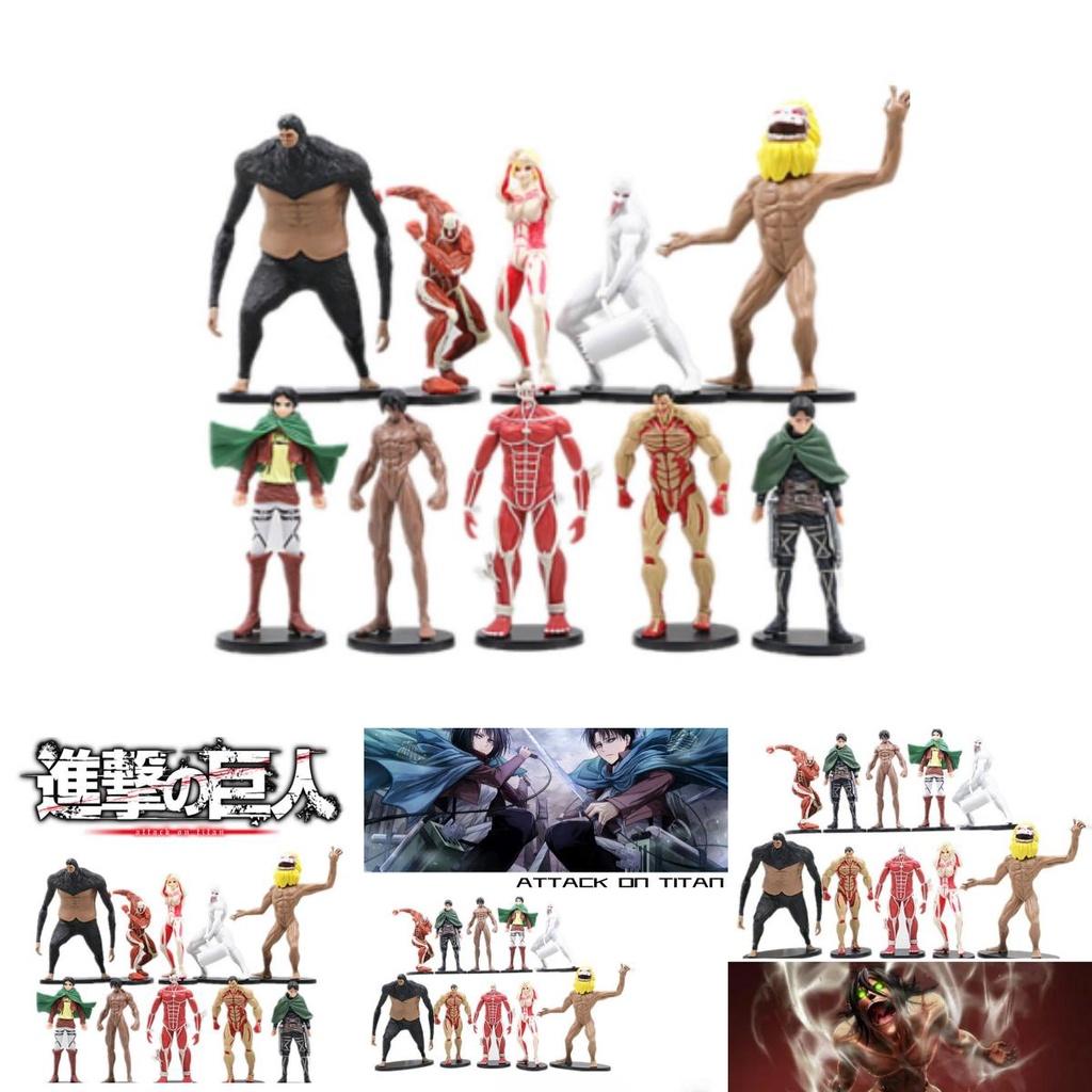 Набор фигурок по «Атаке титанов» из 10 штук: Микаса, Эрен, Леви, Звероподобный титан и другие!