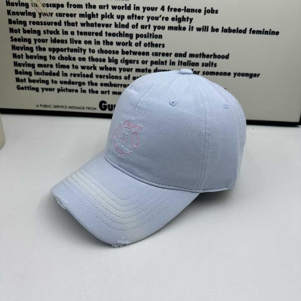 Cute puppy embroidered baseball cap women's new enlarged and deepened wide brim showing face small fashion cap