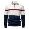 Spring And Autumn Winter New European Size Stand Up Collar Men'S Sweater Half Zipper Color Blocked Knitted Sweater Quality Men'S Wear
