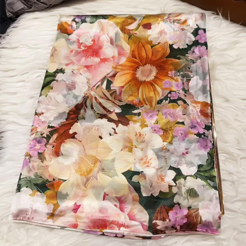 Белый 100% Шелковый Шарф Женские Шарфы Bufandas Летние Пляжные Шали Foulard Осень Зима Цветочный Дизайн Длинные Шарфы на Шею Хиджабы