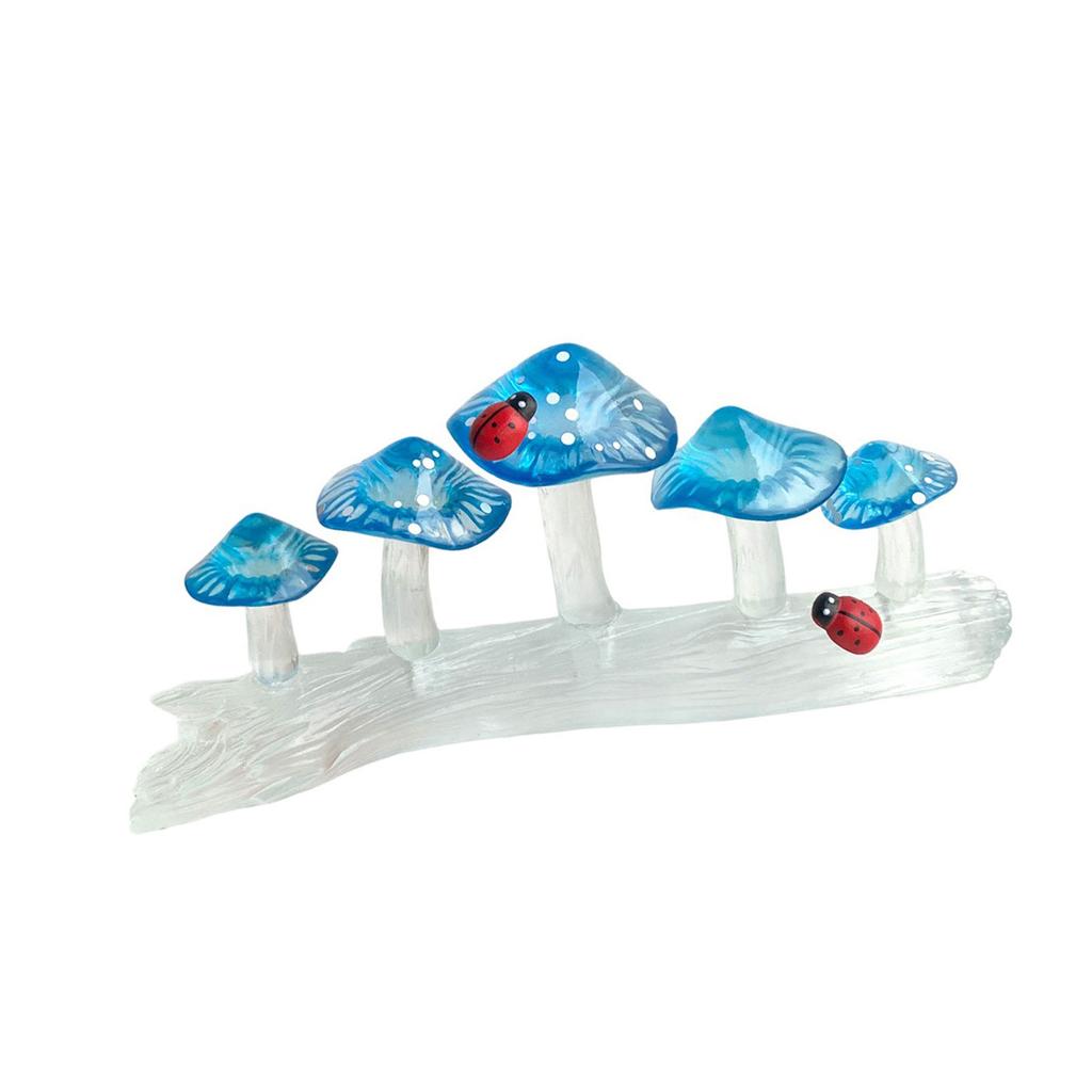 Colorful Mushrooms On Tree Stump Resins Miniature Figurine Collectible Ornament for Home Desktop and Landscape Decors