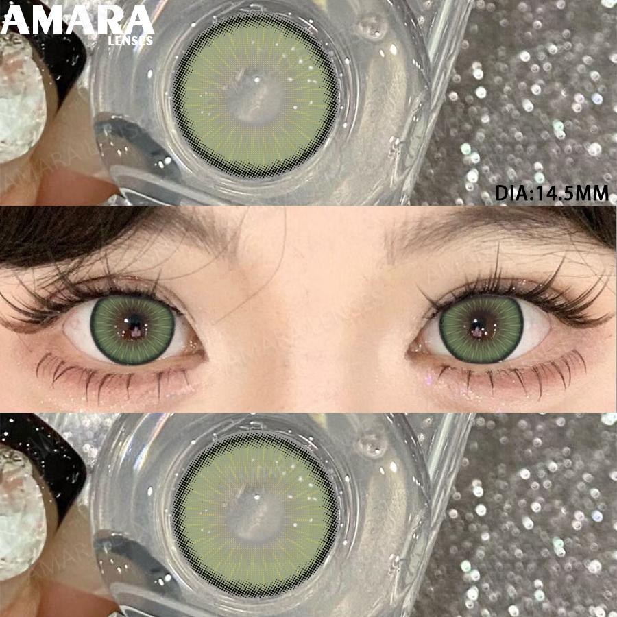 AMARA Модные цветные контактные линзы Коричневые Мягкие линзы Косметические линзы для БОЛЬШИХ ГЛАЗ Зеленый Цвет Контактные линзы для глаз Косметика для глаз Ежегодное использование