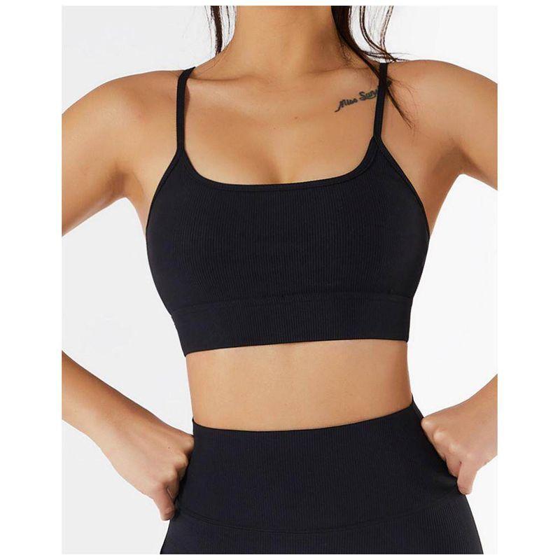 European and American Sexy Minimalism Intimates Gather Shockproof Yoga Clothes with Chest Pad Fitness Vest Short Dancing Bra