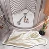 Bathroom Curved Floor Mat, Diatom Mud Absorbent Mat, Bathroom Quick-drying Non-slip Soft Mat, Shower Room Fan-shaped Foot Mat