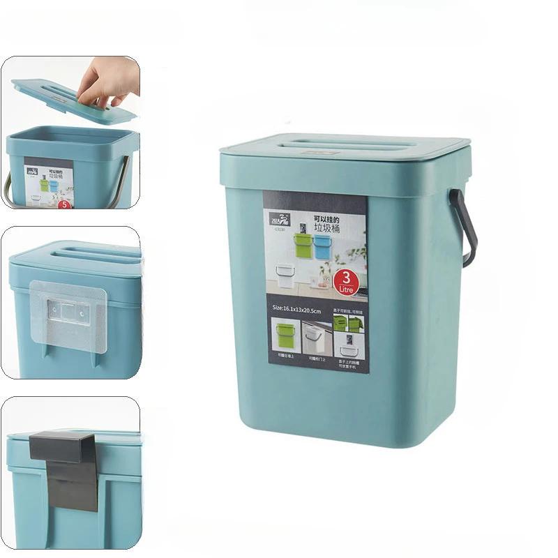 Creative Hanging Trash Can for Kitchen Can with Lid Wall Mounted Trash Large Capacity Garbage Bathroom Wastebasket Toilet Bins