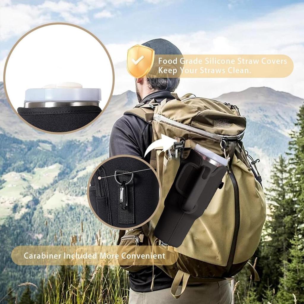 Сумка для бутылки с водой с карманом для стакана на 40 унций с ручкой Неопреновая спортивная сумка-держатель для бутылки с водой