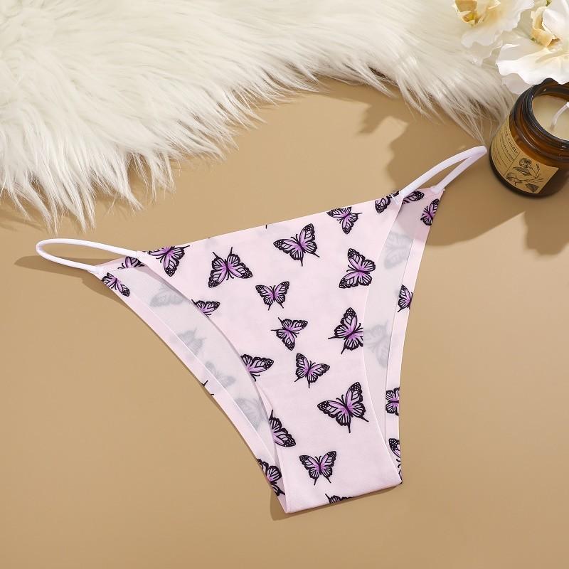 FINETOO Drawstring Print Panty For Women Seamless Briefs Sexy And Comfortable Underwear
