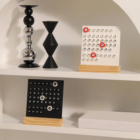 Креативный деревянный календарь с орнаментом в виде круга на 2024 год. Ежегодный календарь. Настольный календарь. Персонализированное украшение для офисного рабочего стола. Реквизит для фотографий.