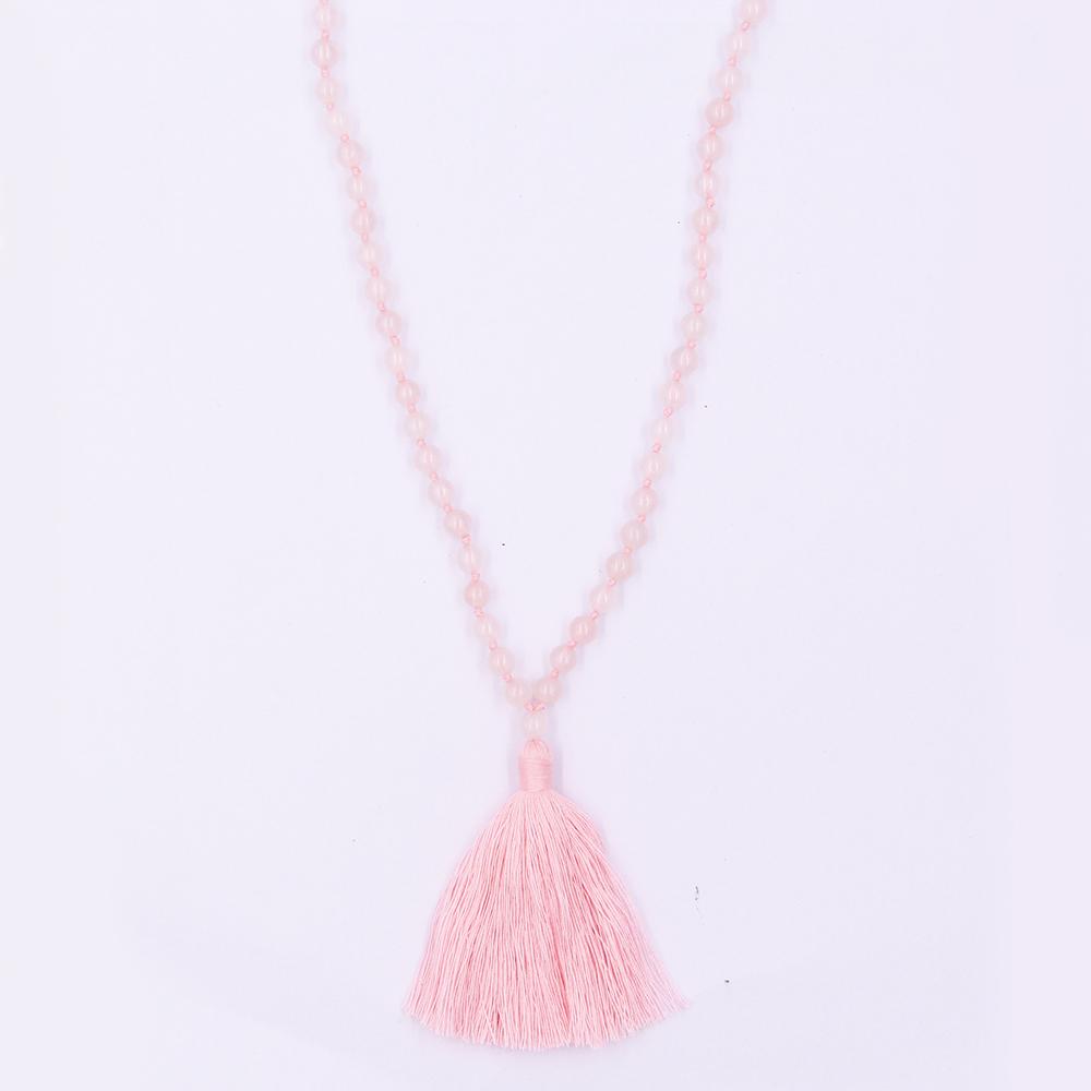 Natural Healing Classic Crystal Stone 108 Prayer Yoga Meditation Rose Quartz Beads Mala Necklace with Beaded Bracelet