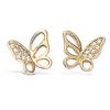 [L1816] - Gold-plated 'Butterflies' White Gold Earrings - 10x10 Mm