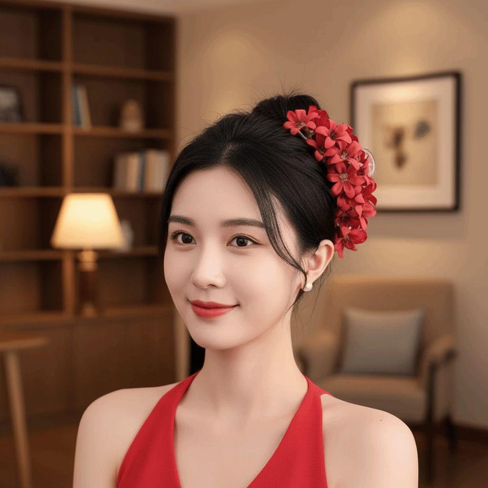Fashion Sweet Beach Floral Hair Claw Solid color Acrylic Vacation Style Shark Clip Super Fairy Delicate Elegant Hair Clip Women