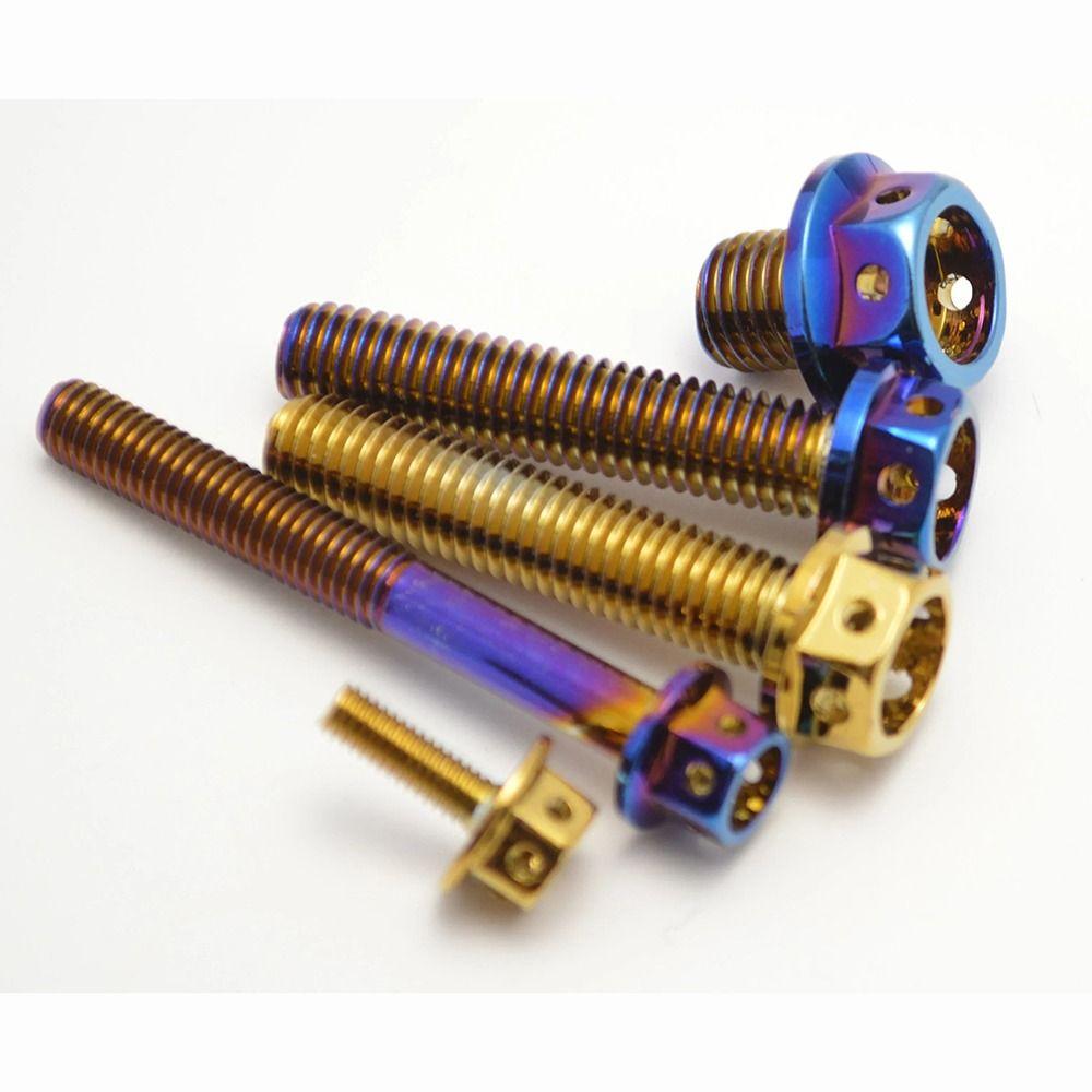 10/15/20/25/30/35/40/45/50/60 Titanium Flange M6 M8 Hex Head Bolts Hex Head Screws Motorcycle