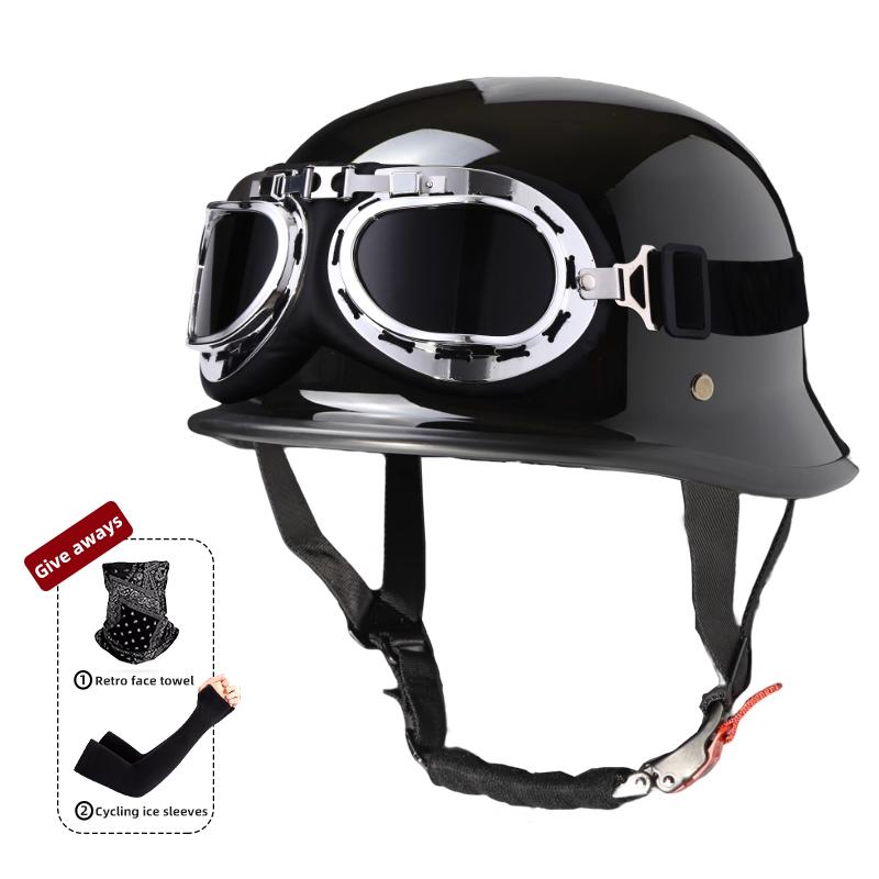 Мотоциклетный шлем для мужчин летом, ретро полушлем Harley для электромобиля, солдатский принц в немецком стиле, круизный автомобиль, на четыре сезона