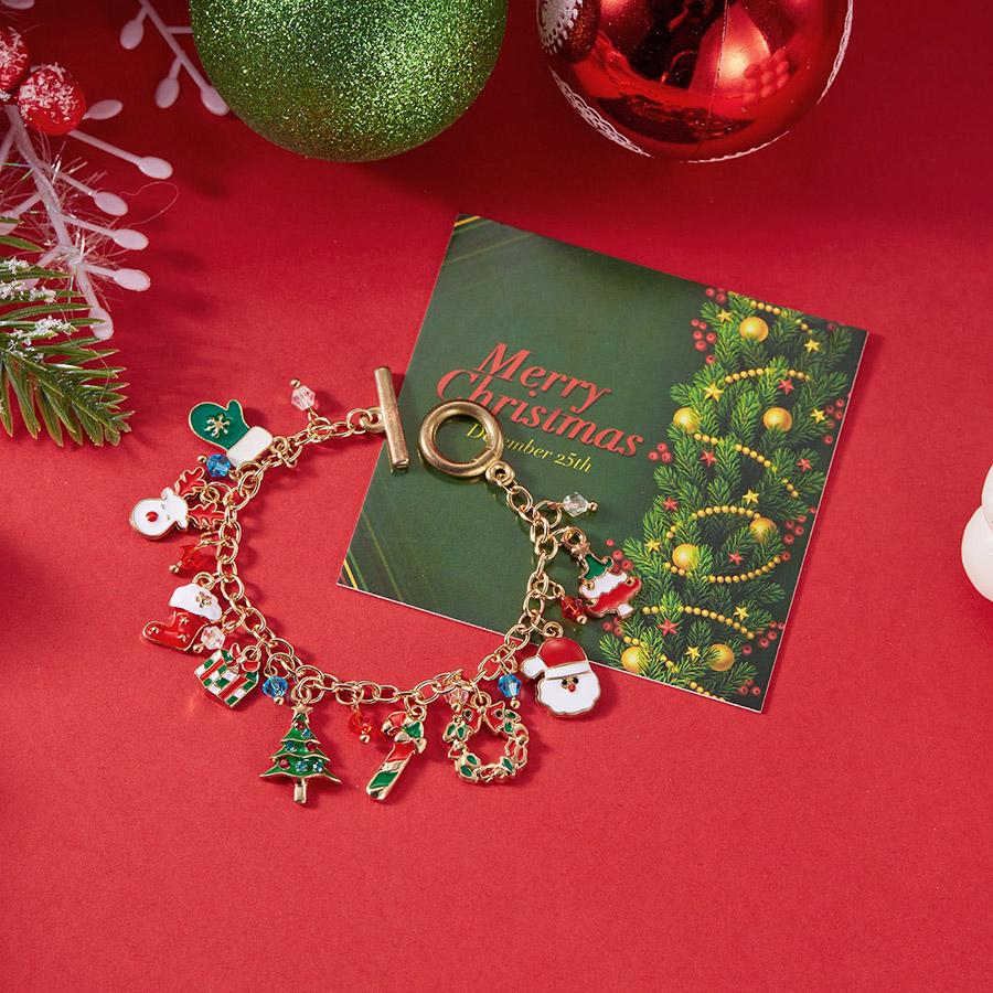 Noter New 3 Styles Christmas Bracelet Unisex Crutches Gloves Deer Socks Snowflakes Pendant Braslet Versatile Accessories Joias