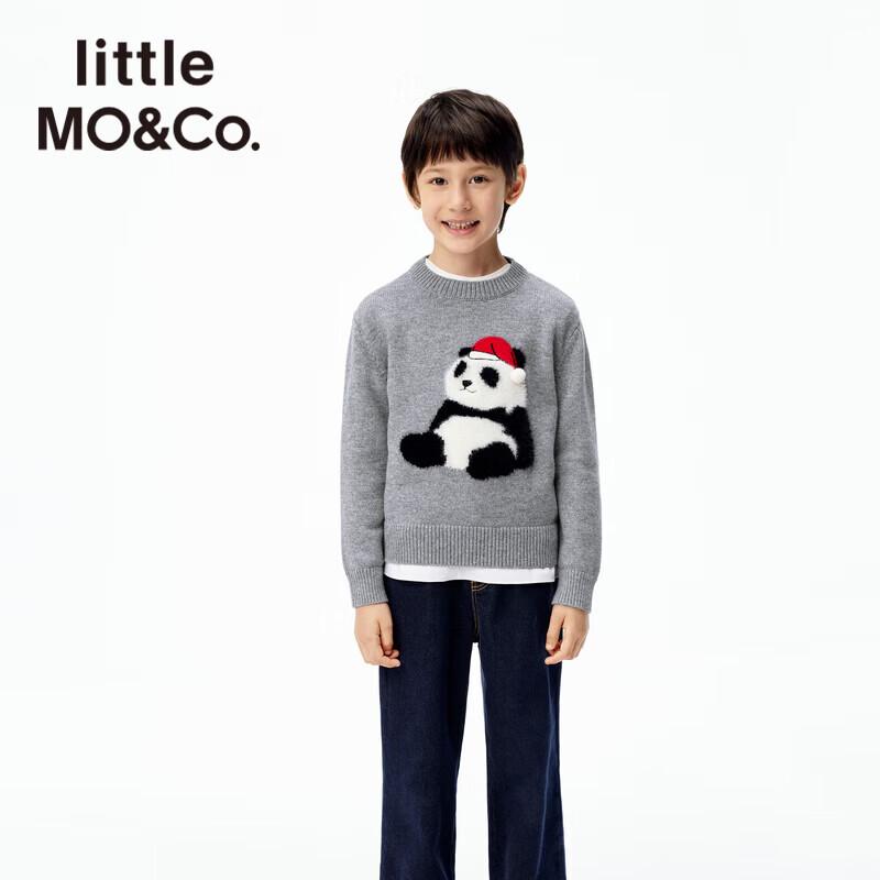 Little MO&Co. Детский свитер с вышивкой панды из смесовой шерсти